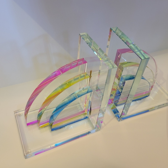 Max Studio Accents Stunning Neon Holographic Rainbow Crystal Glass